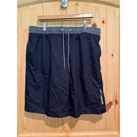 Speedo Other - Speedo Mens XXL Swim Trunks Black Gray Board Shorts Mesh Lined Zipper Pocket